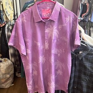 Retro “Vice City” Purple Palm Print Casual Shirt